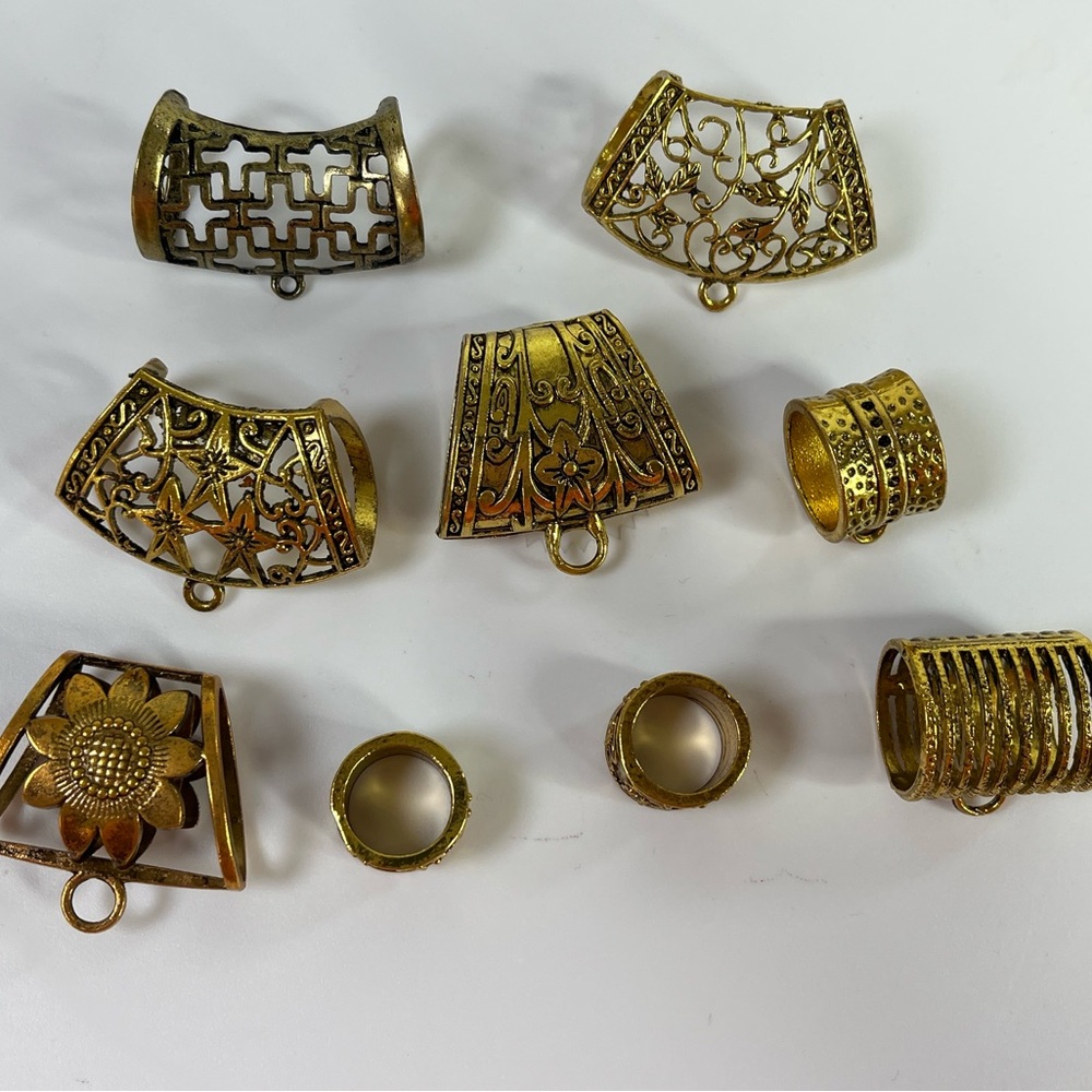 Scarf jewelry, golden scarf, slide bails , scarf pendant accessory, 9 pieces